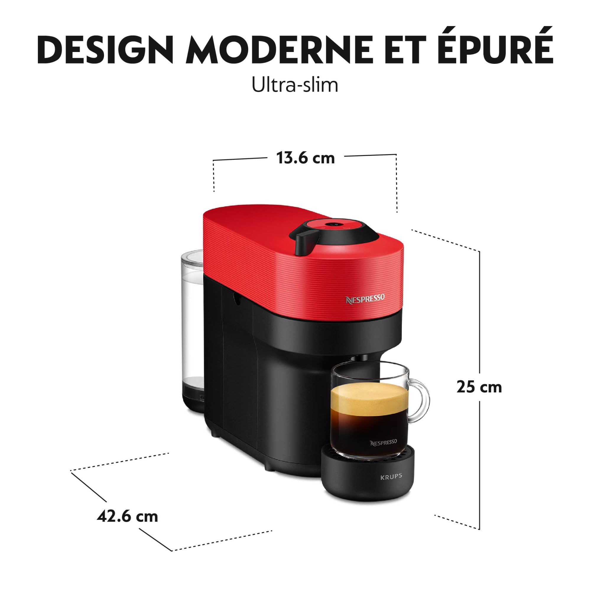 Vertuo POP Rouge - Machine à café Orenzo, 5 tailles de tasses