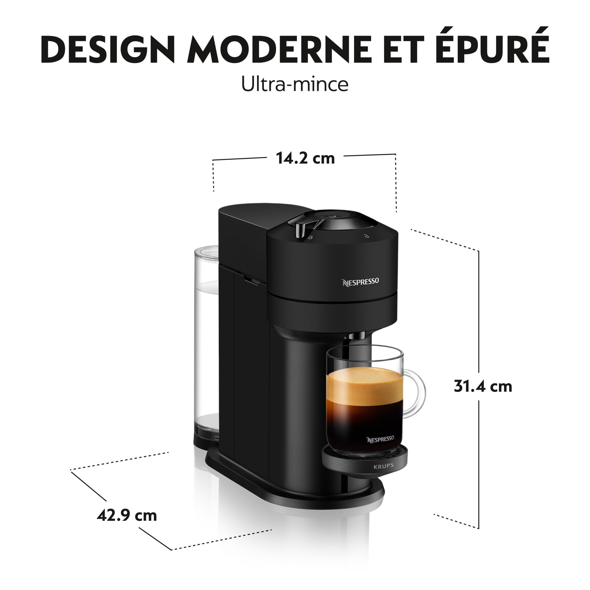 Vertuo Next Noir Mat - Machine à café Orenzo, 5 tailles de tasses
