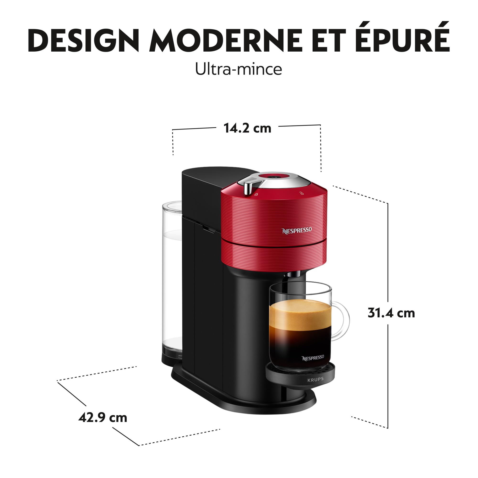 Vertuo Next Rouge - Machine à café Orenzo, 5 tailles de tasses