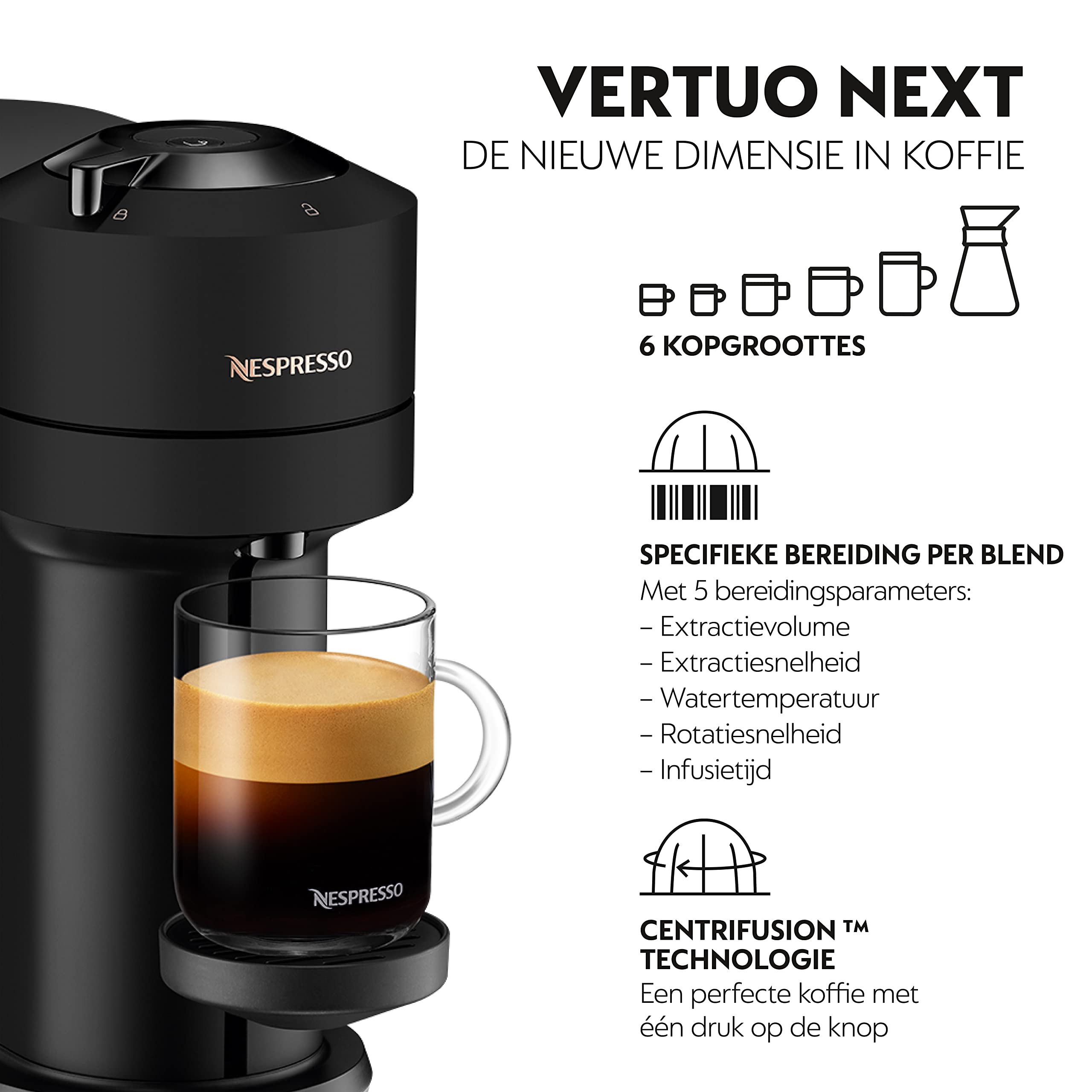 Vertuo Next - Machine à café Orenzo, 5 tailles de tasses