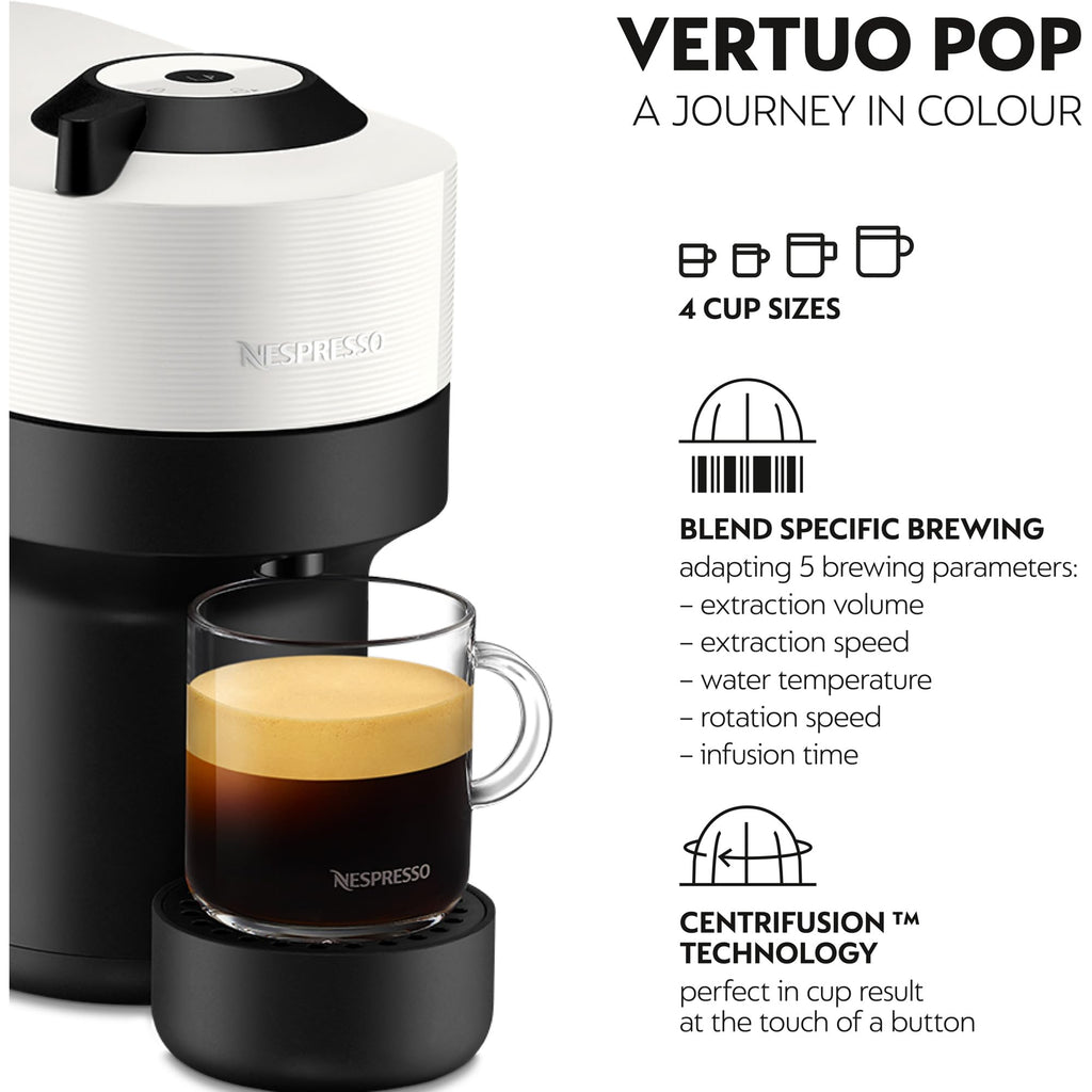 Vertuo Pop Blanc (Coconut White) - Machine à café Orenzo, 4 tailles de tasses