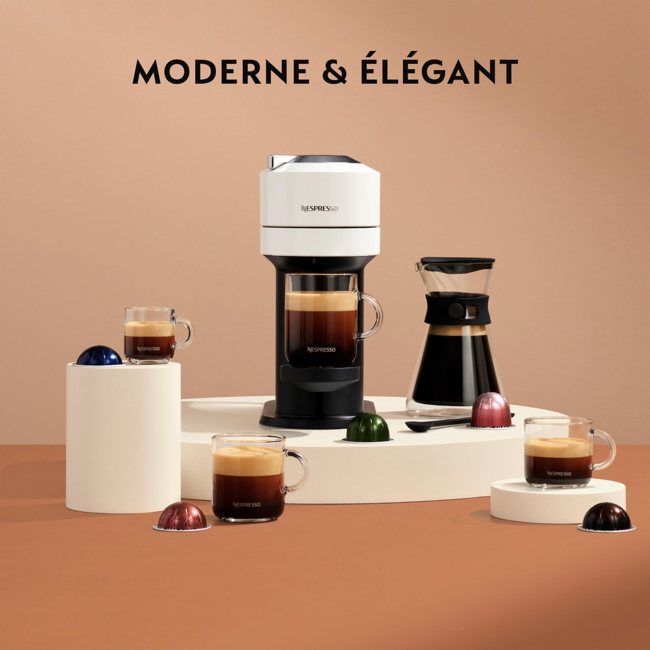 Vertuo Next Blanc - Machine à café Orenzo, 5 tailles de tasses