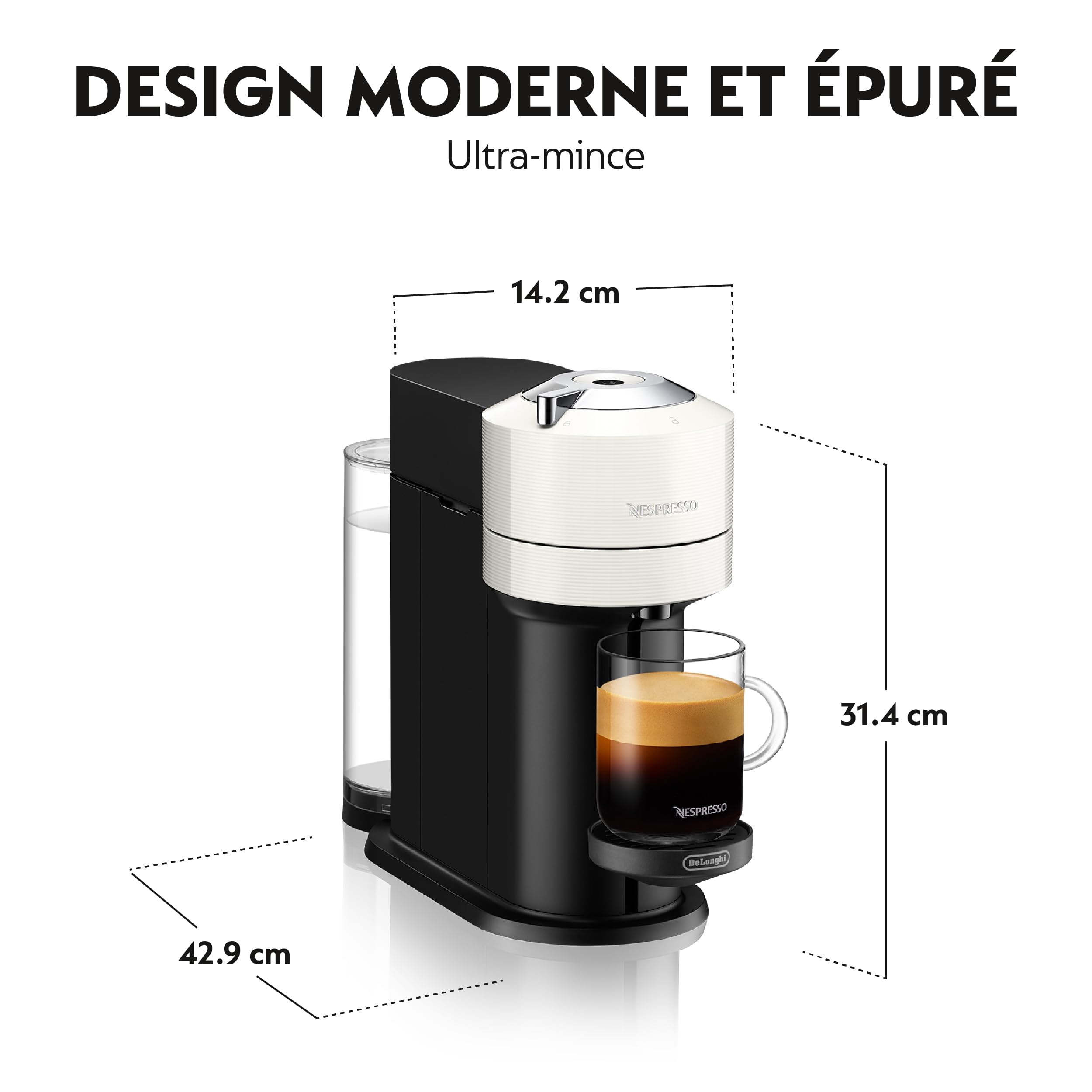 Vertuo Next Blanc - Machine à café Orenzo, 5 tailles de tasses