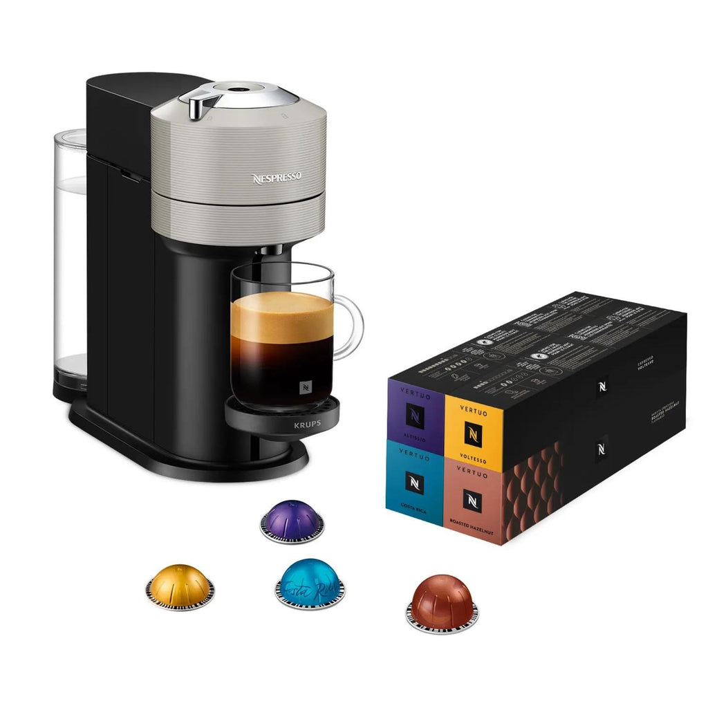Vertuo Next Gris Clair - Machine à café Orenzo, 5 tailles de tasses