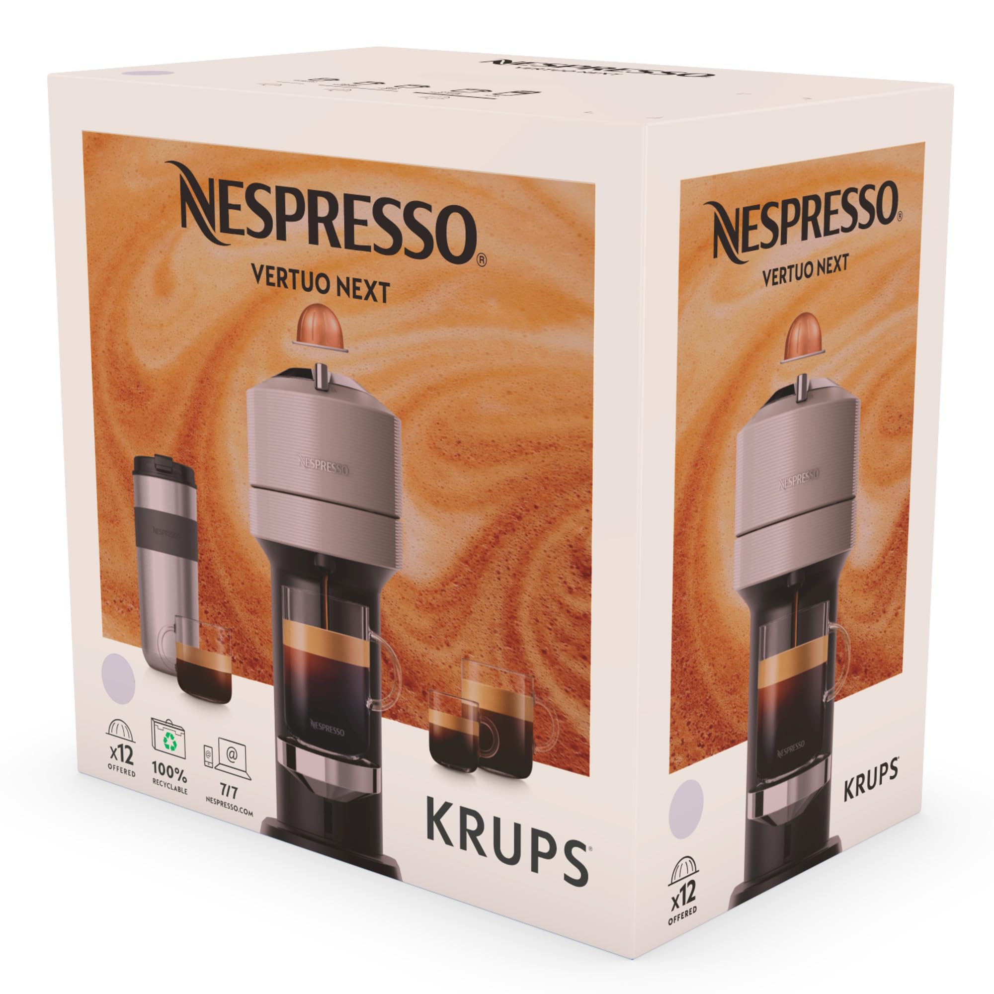 Vertuo Next Gris Clair - Machine à café Orenzo, 5 tailles de tasses