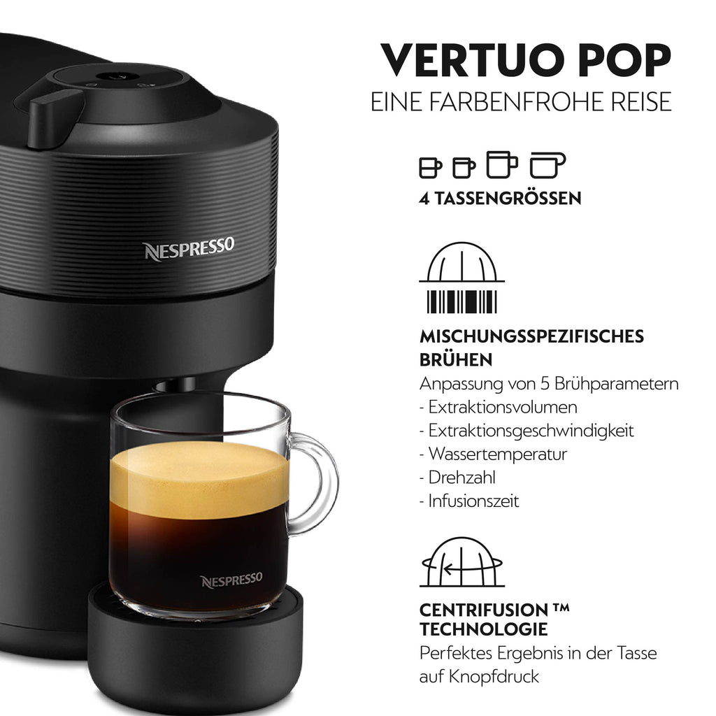 Vertuo POP Noir - Machine à café Orenzo, 5 tailles de tasses